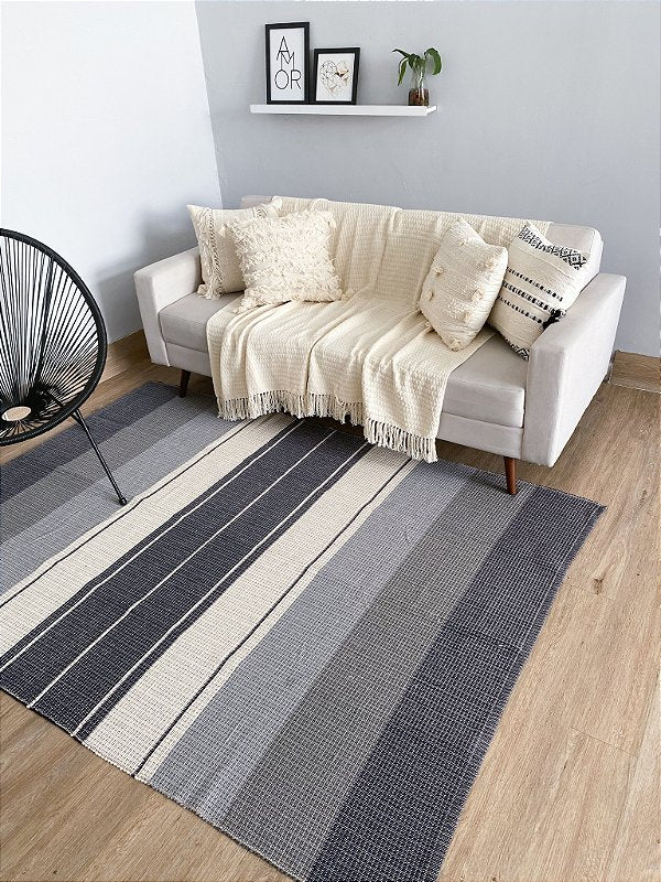Alfombra de algodón Rayas azules 2,00x2,50
